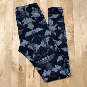 Like New Lucy Powermax Studio Hatha Yoga Leggings XS Black/Grey Geode Print